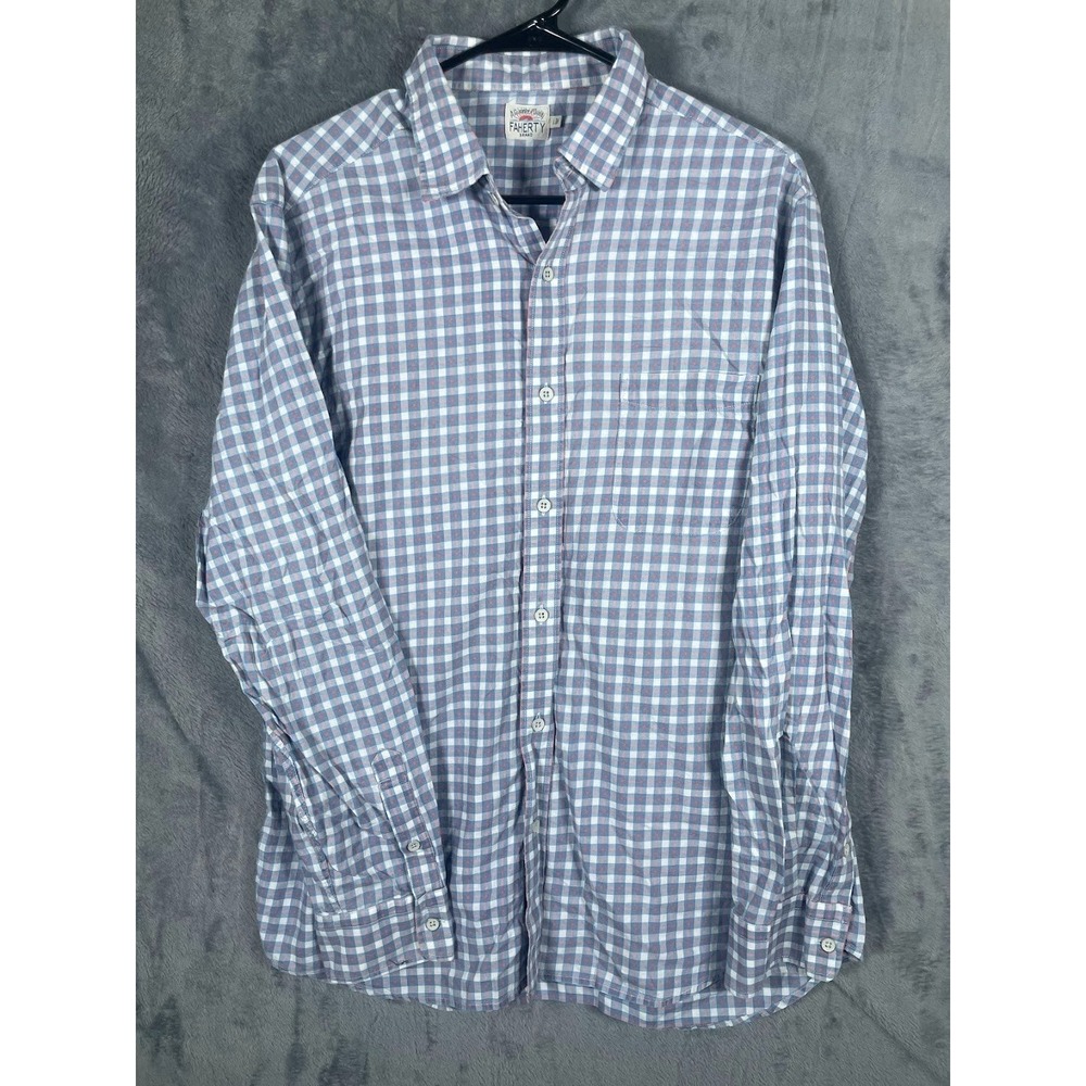Faherty Brand Men's Long‎ Sleeve Button Down Shirt Blue Plaid Size Large